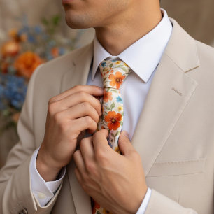 Corbata Patrón Floral de Pradera Brillante de Primavera