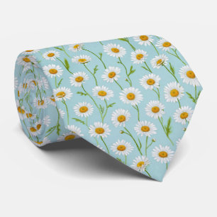 Corbata Patrón Floral de Pradera de Margaritas de Primaver