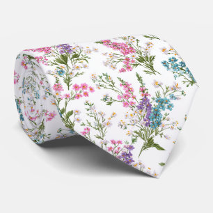 Corbata Patrón floral de primavera con flores silvestres p