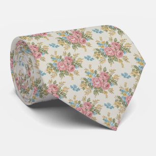 Corbata Patrón floral de ramo retro de los años 40