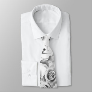 Corbata Patrón floral de repetición de rosas blancas
