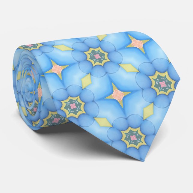 Corbata Patrón floral de resumen azul (Enrollado)
