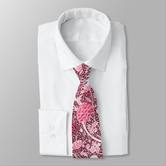 Corbata Patrón floral de rosa dorada William Morris (Atado)
