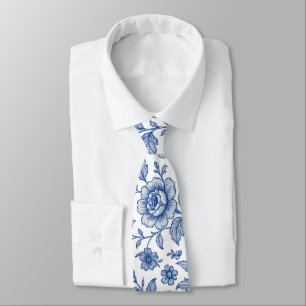Corbata Patrón floral de Rosas azules reales