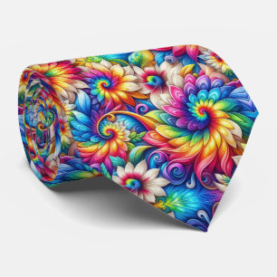 Corbata Patrón floral de teñido psicodélico