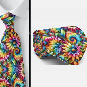Corbata Patrón floral de teñido psicodélico