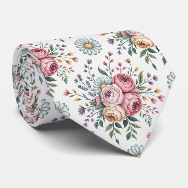Corbata Patrón Floral Decorativo (Enrollado)