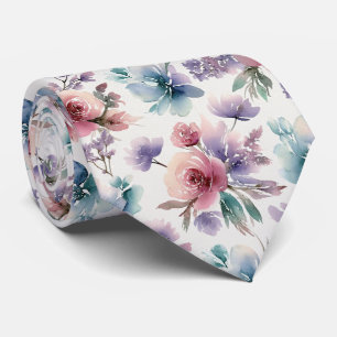 Corbata Patrón floral degradado acuarela texturizado