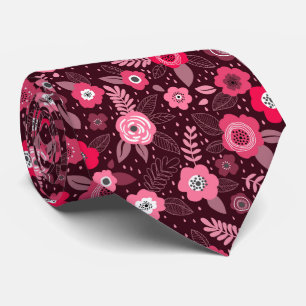 Corbata Patrón floral delicado magenta rosa elegante