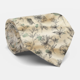 Corbata Patrón floral dibujado a mano estilo boceto
