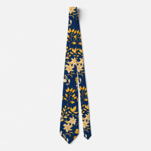 Corbata Patrón floral dorado para otoño.2 DBlue BG