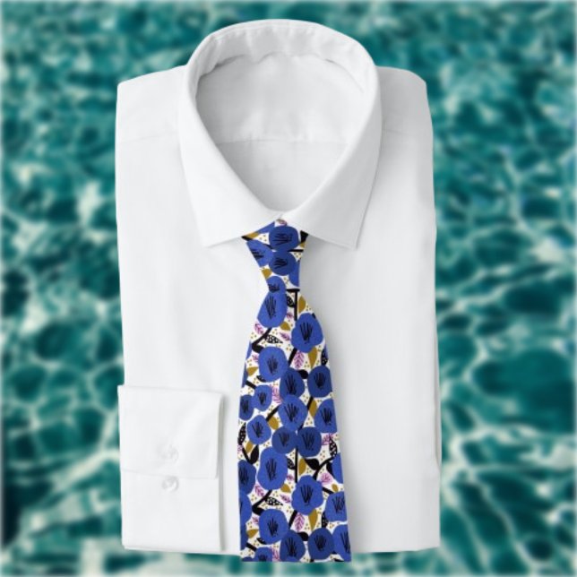 Corbata Patrón floral dorado rosa azul (Subido por el creador)