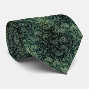 Corbata Patrón floral elegante adamascado verde