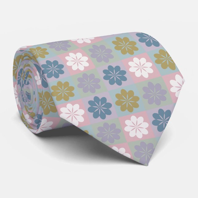 Corbata Patrón floral geométrico retro (Enrollado)