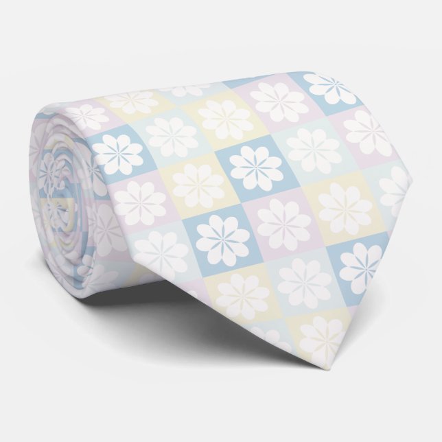 Corbata Patrón floral geométrico retro (Enrollado)