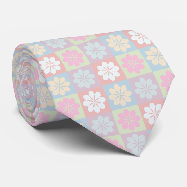 Corbata Patrón floral geométrico retro (Enrollado)