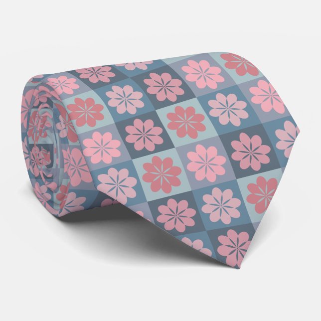 Corbata Patrón floral geométrico retro (Enrollado)