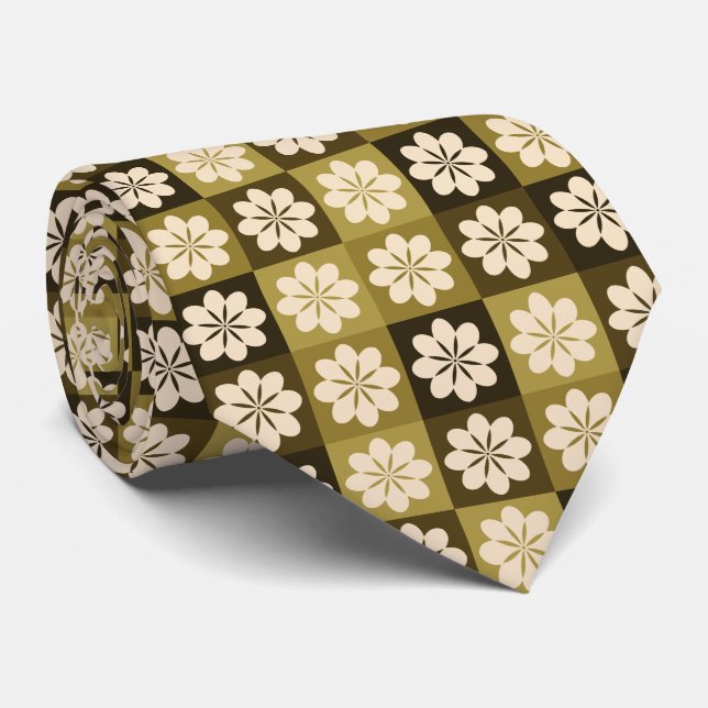 Corbata Patrón floral geométrico retro (Enrollado)