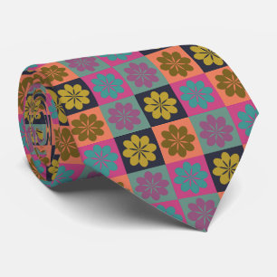 Corbata Patrón floral geométrico retro