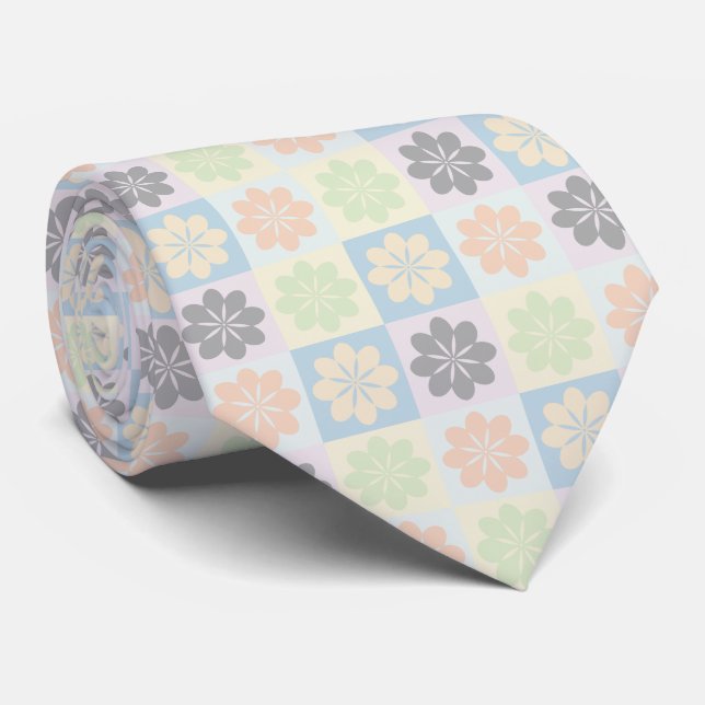 Corbata Patrón floral geométrico retro (Enrollado)