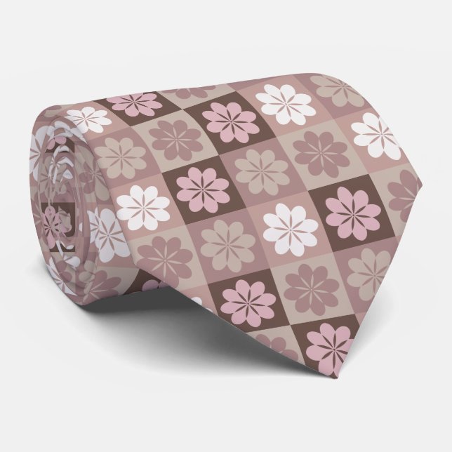 Corbata Patrón floral geométrico retro (Enrollado)
