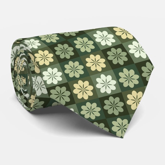Corbata Patrón floral geométrico retro (Enrollado)
