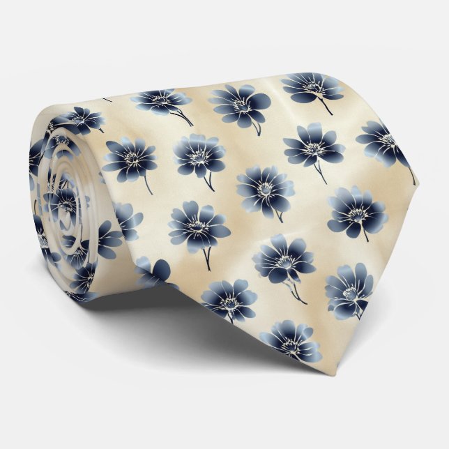 Corbata Patrón Floral Gradiente Monocromo (Enrollado)