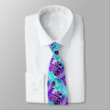 Patrón Floral Hawaiano Azul Violeta
