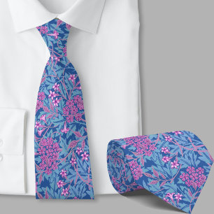 Corbata Patrón floral inspirado en William Morris flor azu