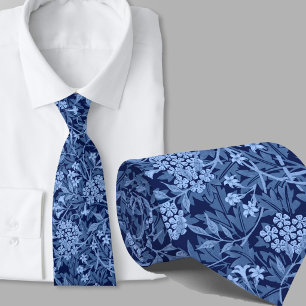 Corbata patrón floral inspirado en William Morris flor azu