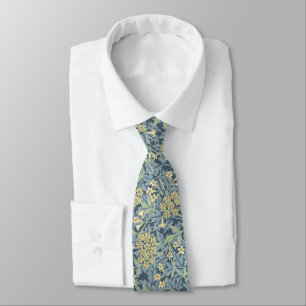Corbata patrón floral inspirado en William Morris flor azu