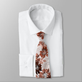 Corbata Patrón floral marrón gris acuarela.
