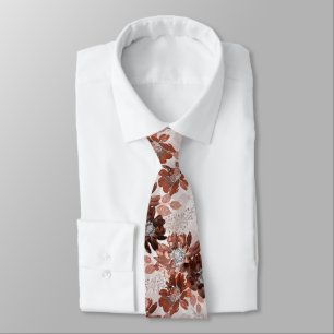 Corbata Patrón floral marrón gris acuarela. Carpeta de 3 a