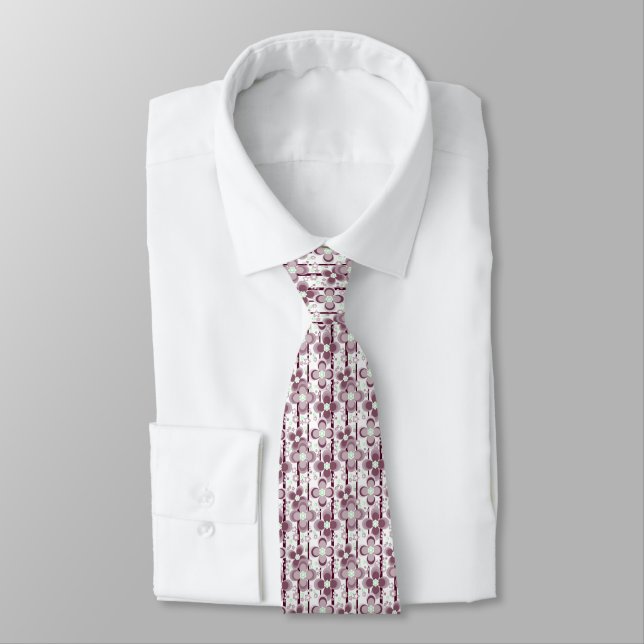 Corbata patrón floral marrón y blanco (Atado)