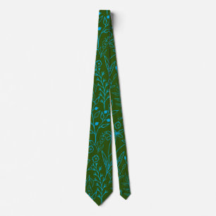 Corbata Patrón floral mono clásico azul.A07 D Verde