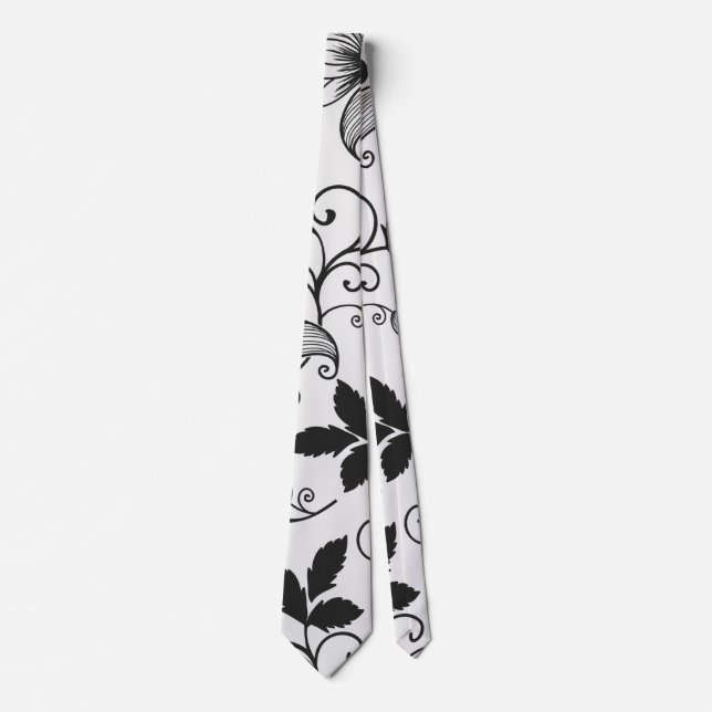 Corbata Patrón floral negro personalizar (Anverso)