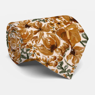 Corbata Patrón Floral Otoñal Rústico