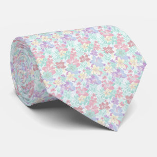 Corbata Patrón floral pastel tropical