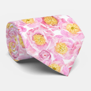 Corbata Patrón floral peonero rosado moderno