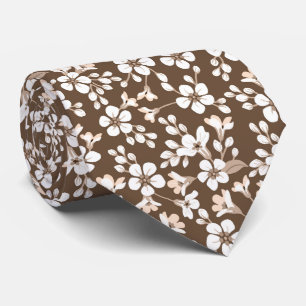Corbata Patrón floral pequeño y lindo marrón retro