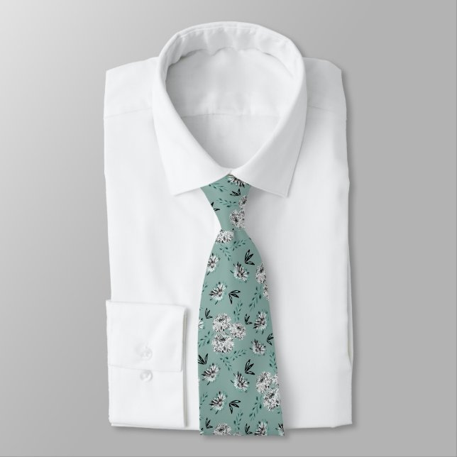 Corbata Patrón floral retro. (Atado)