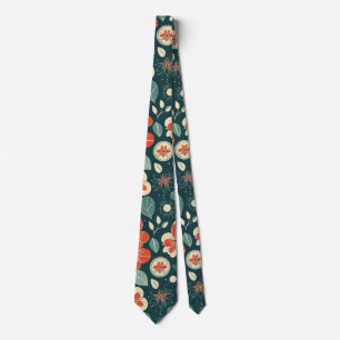 Corbata Patrón floral retro Botánica moderna de mediados