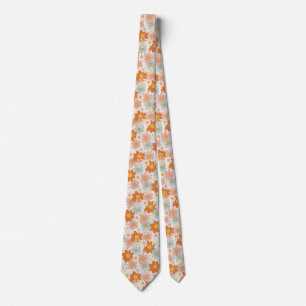 Corbata Patrón Floral Retro Groovy Sin Costuras de Margari