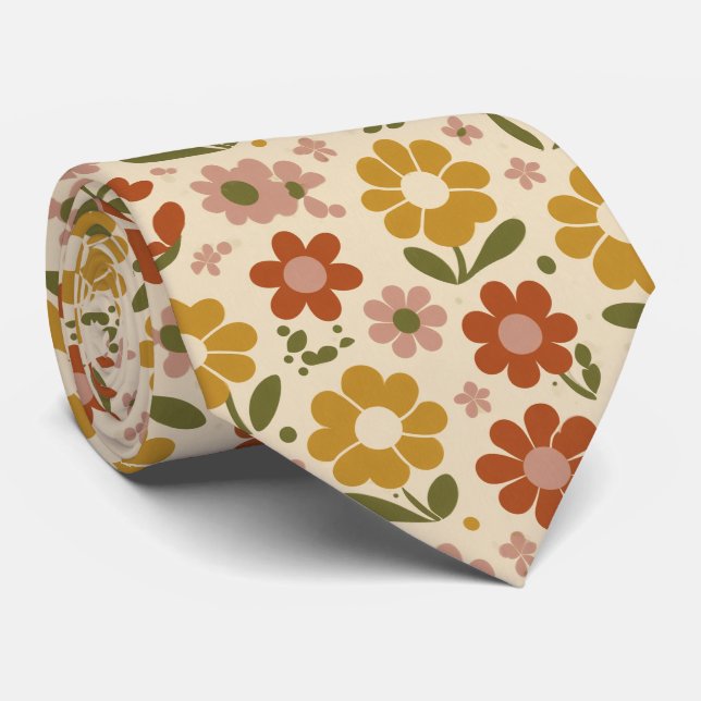 Corbata Patrón floral retro pop (Enrollado)