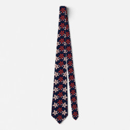 Corbata Patrón floral rosa azul y rojo moderno