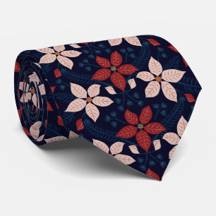 Corbata Patrón floral rosa azul y rojo moderno