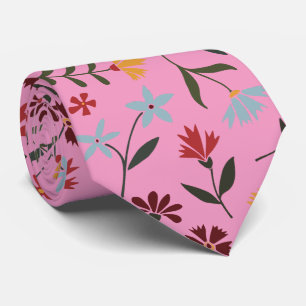 Corbata Patrón floral rosa de color de agua elegante