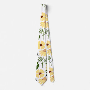 Corbata Patrón floral simple blanco