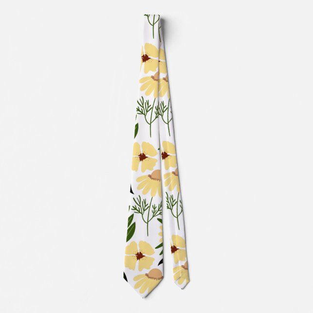 Corbata Patrón floral simple blanco (Anverso)