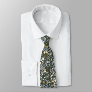 Corbata Patrón floral sobre fondo gris azulado polvoriento